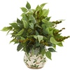 image:imageNearly Natural Mixed Ficus Fittonia and Berries Artificial Plant in Floral Vase