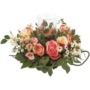image:imageNearly Natural Rose Candelabrum Silk Flower ArrangementAssorted Pastel