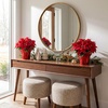 image:imageNearly Natural 13in Red Artificial Poinsettia in Planter Set of 2Red