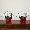 image:imageNearly Natural 13in Red Artificial Poinsettia in Planter Set of 2White