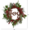 image:imageNearly Natural 24in Joy and Berries Artificial Christmas Wreath