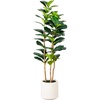 image:imageNearly Natural 5ft Artificial Fiddle Leaf Tree in Decorative White Planter