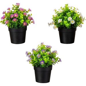 image:imageNearly Natural 7 in Artificial Daisy Plant in Black Pot Set of 3Assortment 1