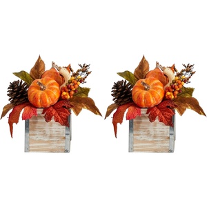 image:imageNearly Natural 8 Fall Harvest Pumpkins and Berries Artificial Arrangement7 In W x 7 In D x 8 In H Pack of 2