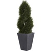 image:imageNearly Natural 4ft Cypress Double Spiral Topiary Artificial Tree in Slate Planter UV Resistant IndoorOutdoor